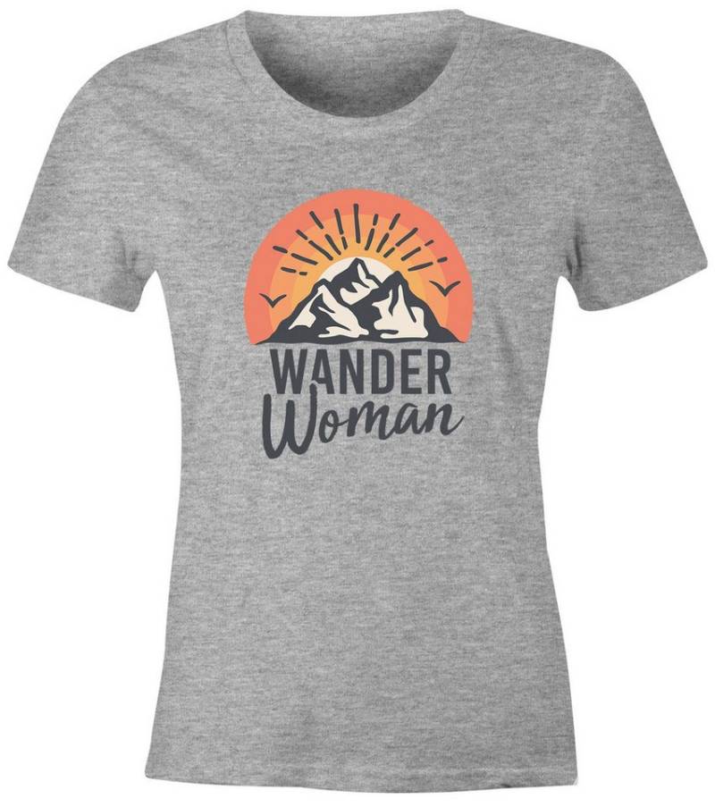 MoonWorks Print-Shirt Damen T-Shirt Wander Woman Wanderer Outdoor Geschenke für Wanderfans mit Print von MoonWorks