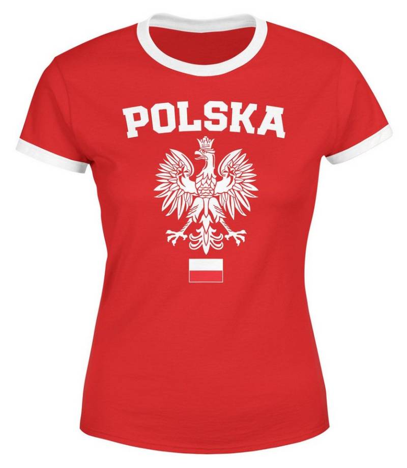 MoonWorks Print-Shirt Damen WM-Shirt WM Polska Polen Poland Flagge World Cup Weißer Adler von MoonWorks