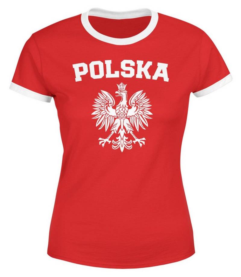 MoonWorks Print-Shirt Damen WM-Shirt WM Polska Polen Poland Flagge World Cup Weißer Adler von MoonWorks