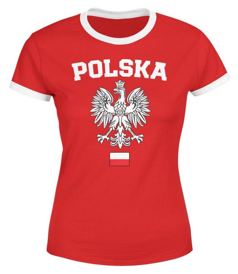 MoonWorks Print-Shirt Damen WM-Shirt WM Polska Polen Poland Flagge World Cup Weißer Adler von MoonWorks