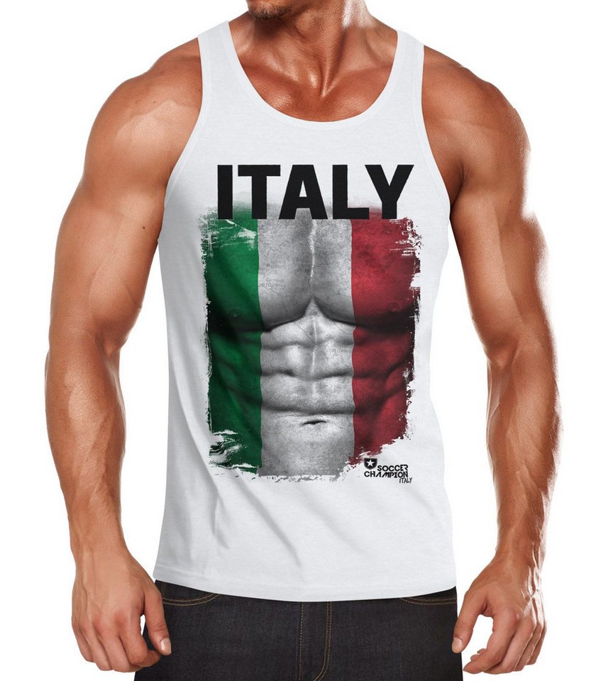 MoonWorks Print-Shirt EM Tanktop Herren Fußball Italien Flagge Fanshirt Waschbrettbauch mit Print von MoonWorks