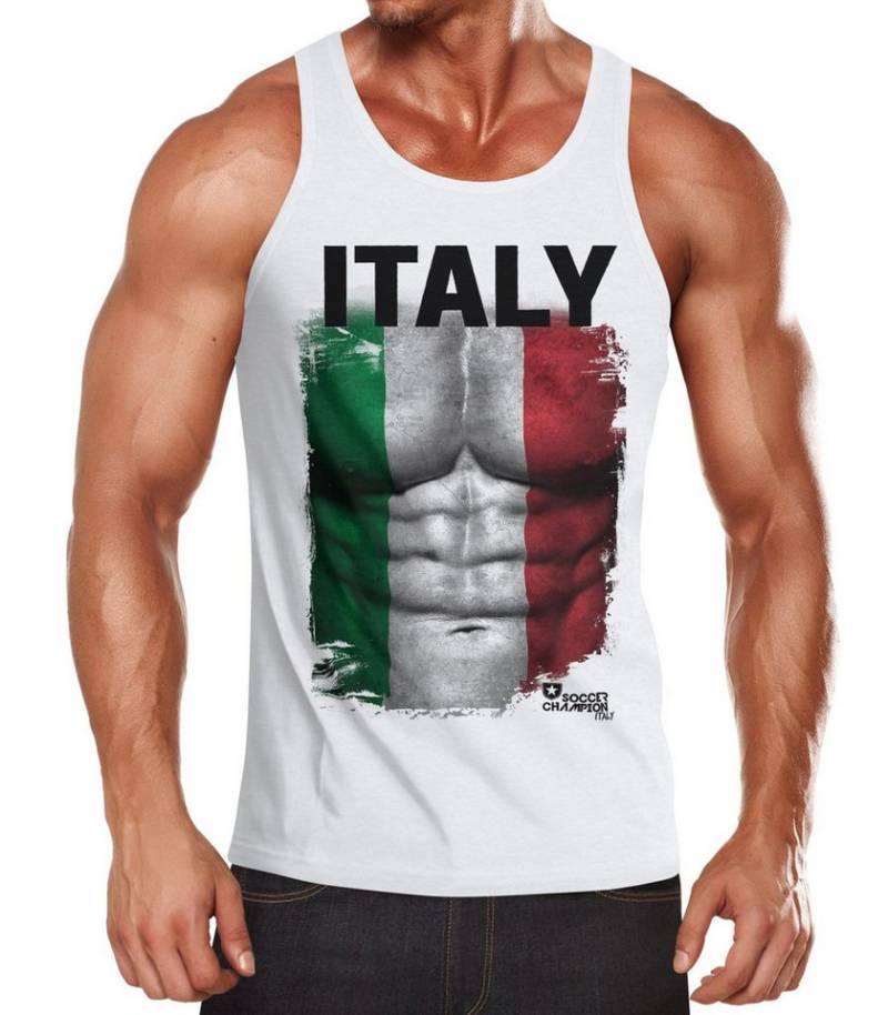 MoonWorks Print-Shirt EM Tanktop Herren Fußball Italien Flagge Fanshirt Waschbrettbauch mit Print von MoonWorks