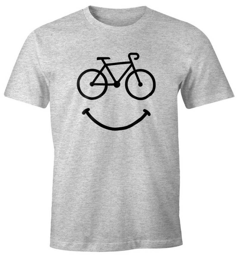 MoonWorks Print-Shirt Fahrrad Herren T-Shirt Smile Happy Bike Radfahren Fun-Shirt Moonworks® mit Print von MoonWorks