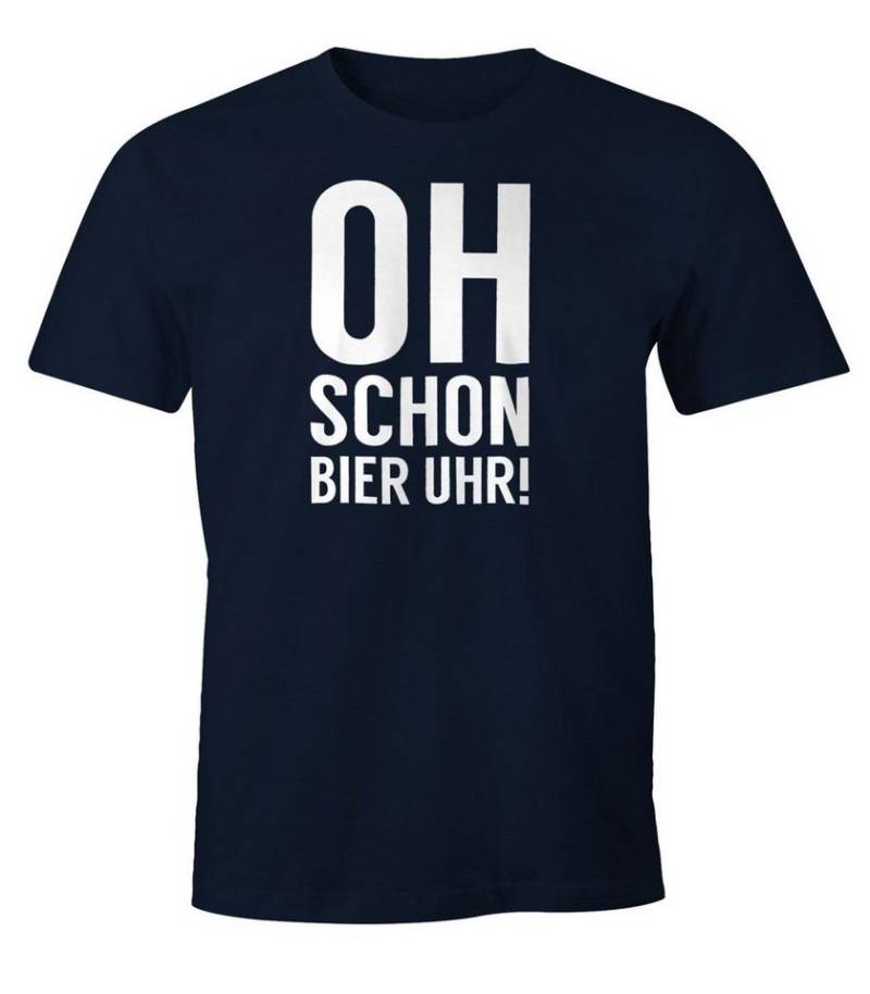 MoonWorks Print-Shirt Herren Party T-Shirt Oh schon Bier Uhr Fun-Shirt mit Print von MoonWorks