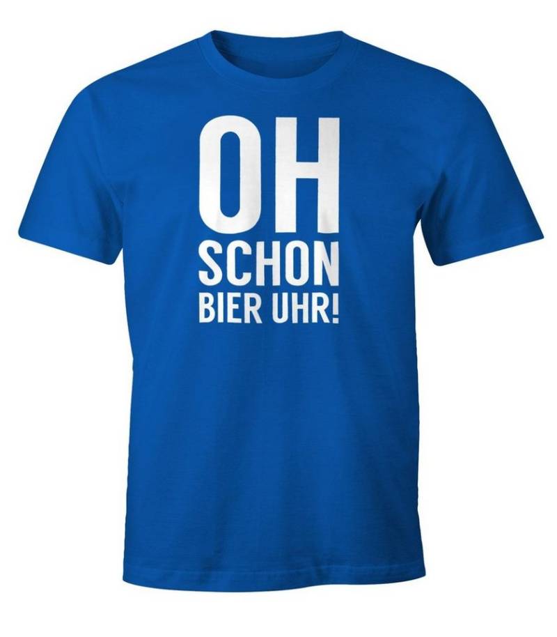 MoonWorks Print-Shirt Herren Party T-Shirt Oh schon Bier Uhr Fun-Shirt mit Print von MoonWorks