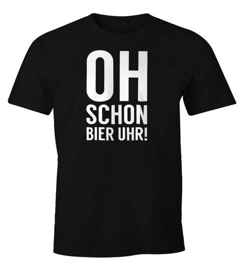 MoonWorks Print-Shirt Herren Party T-Shirt Oh schon Bier Uhr Fun-Shirt mit Print von MoonWorks