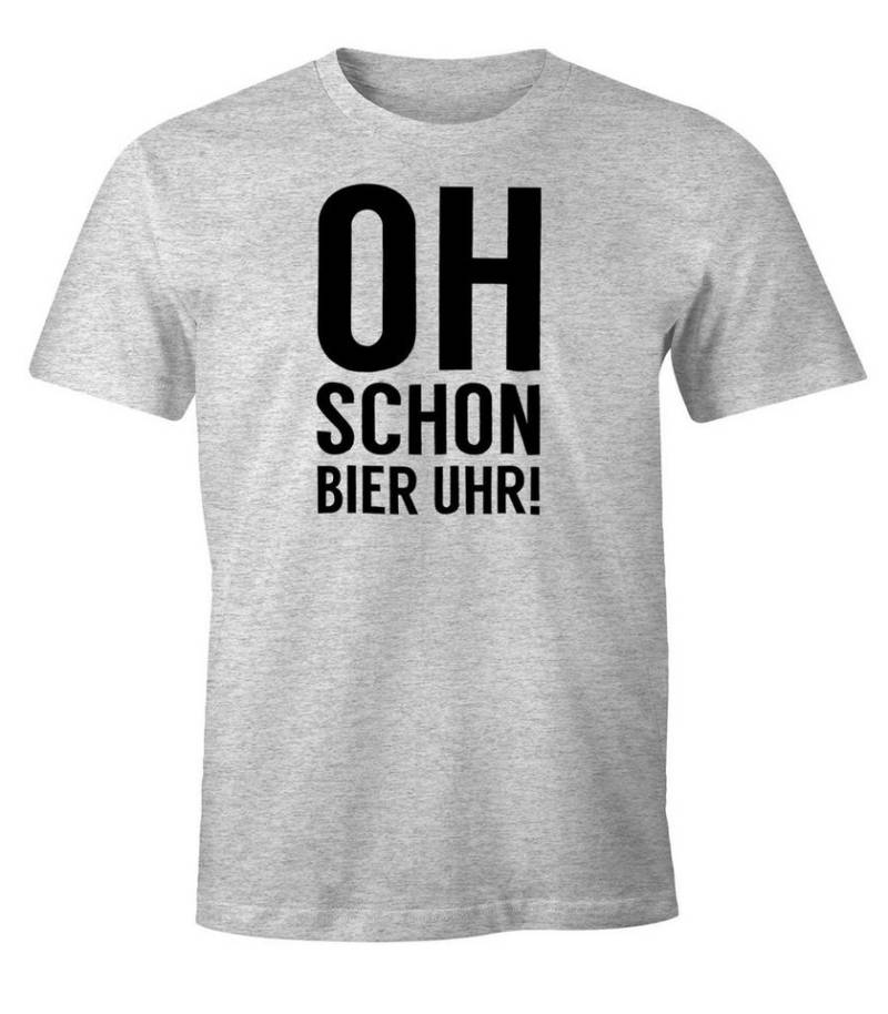 MoonWorks Print-Shirt Herren Party T-Shirt Oh schon Bier Uhr Fun-Shirt mit Print von MoonWorks