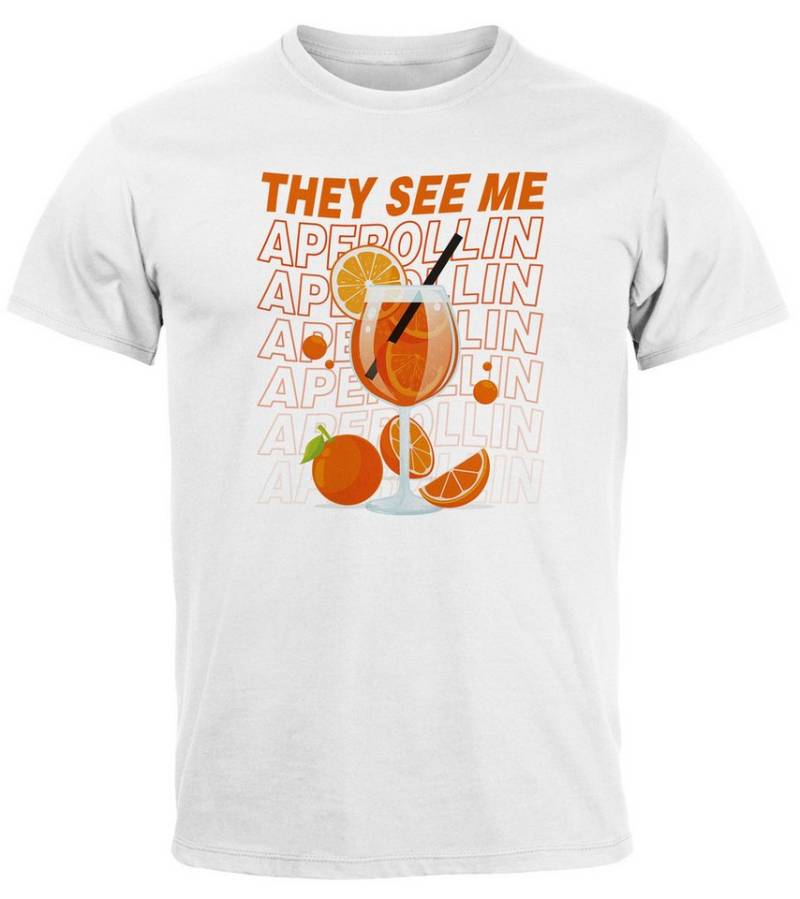 MoonWorks Print-Shirt Herren T-Shirt Alkohol Fun-Shirt Spruch They See Me Aperollin Sommer mit Print von MoonWorks