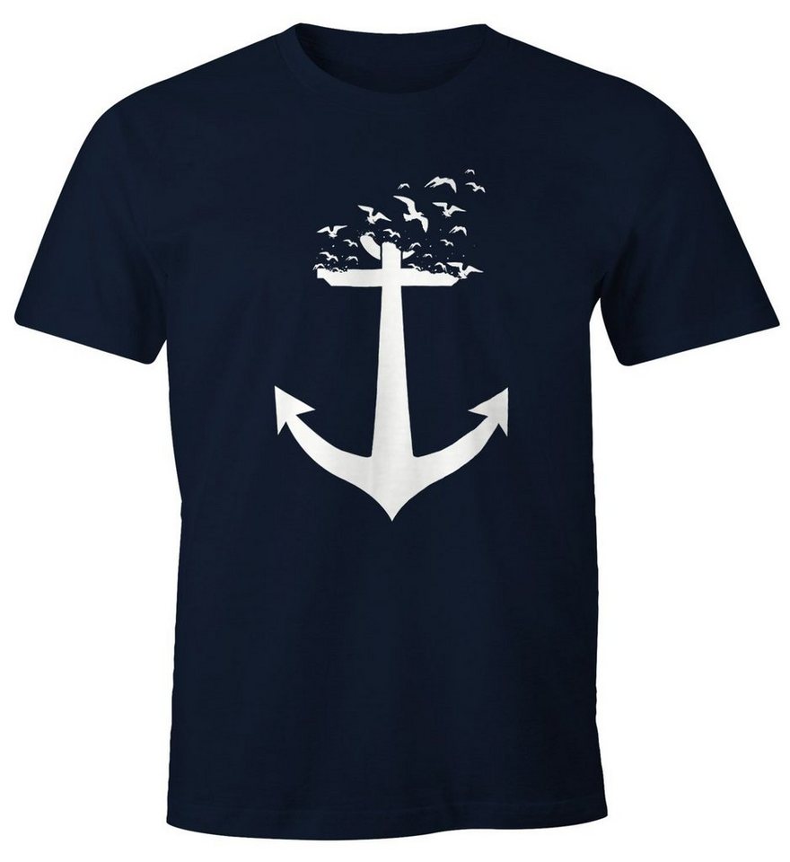 MoonWorks Print-Shirt Herren T-Shirt Anker Vögel Birds II Shirt mit Print von MoonWorks