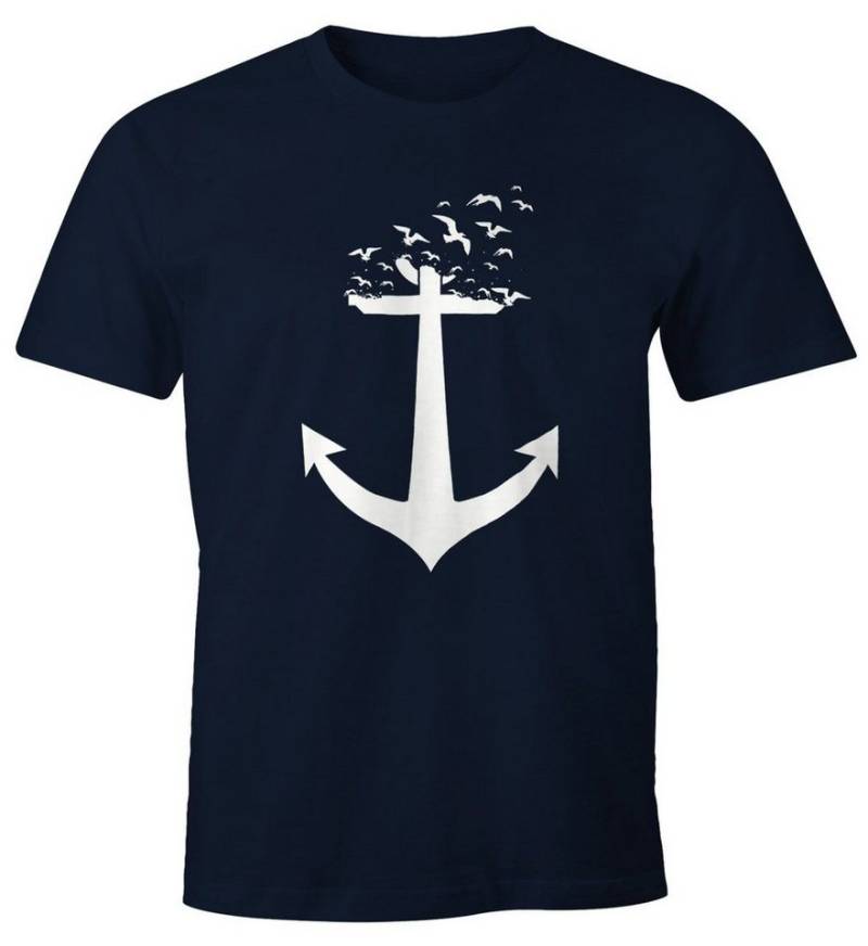 MoonWorks Print-Shirt Herren T-Shirt Anker Vögel Birds II Shirt mit Print von MoonWorks