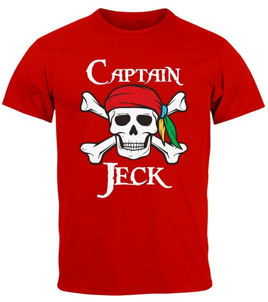 MoonWorks Print-Shirt Herren T-Shirt Fasching Karneval Pirat Captain Jeck Kostüm-Ersatz Verk mit Print von MoonWorks