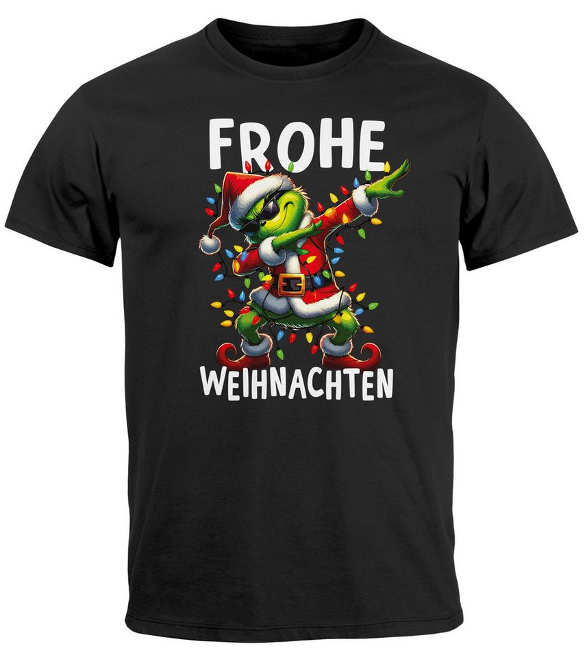 MoonWorks Print-Shirt Herren T-Shirt Frohe Weihnachten Aufdruck Grinch Dab Weihnachtsshirt mit Print von MoonWorks