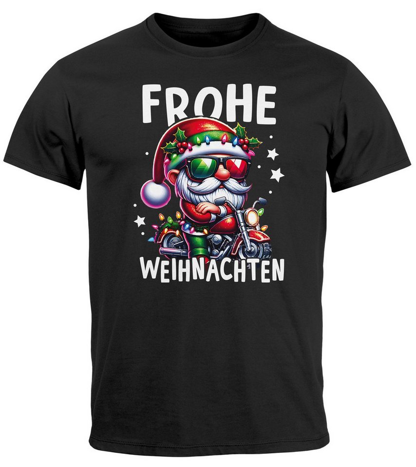MoonWorks Print-Shirt Herren T-Shirt Frohe Weihnachten Aufdruck Weihnachtsmann Santa mit Print von MoonWorks