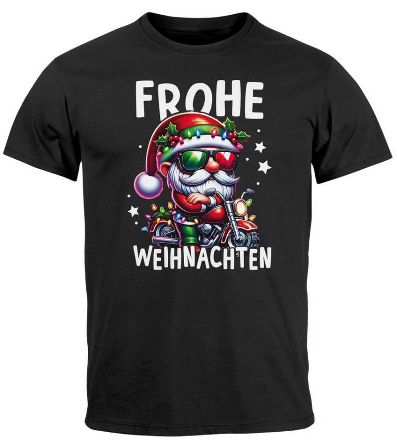 MoonWorks Print-Shirt Herren T-Shirt Frohe Weihnachten Aufdruck Weihnachtsmann Santa mit Print von MoonWorks