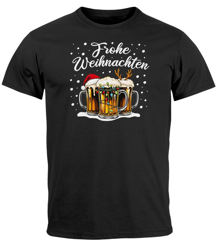 MoonWorks Print-Shirt Herren T-Shirt Frohe Weihnachten Lustig Bier Biergläser mit Print von MoonWorks