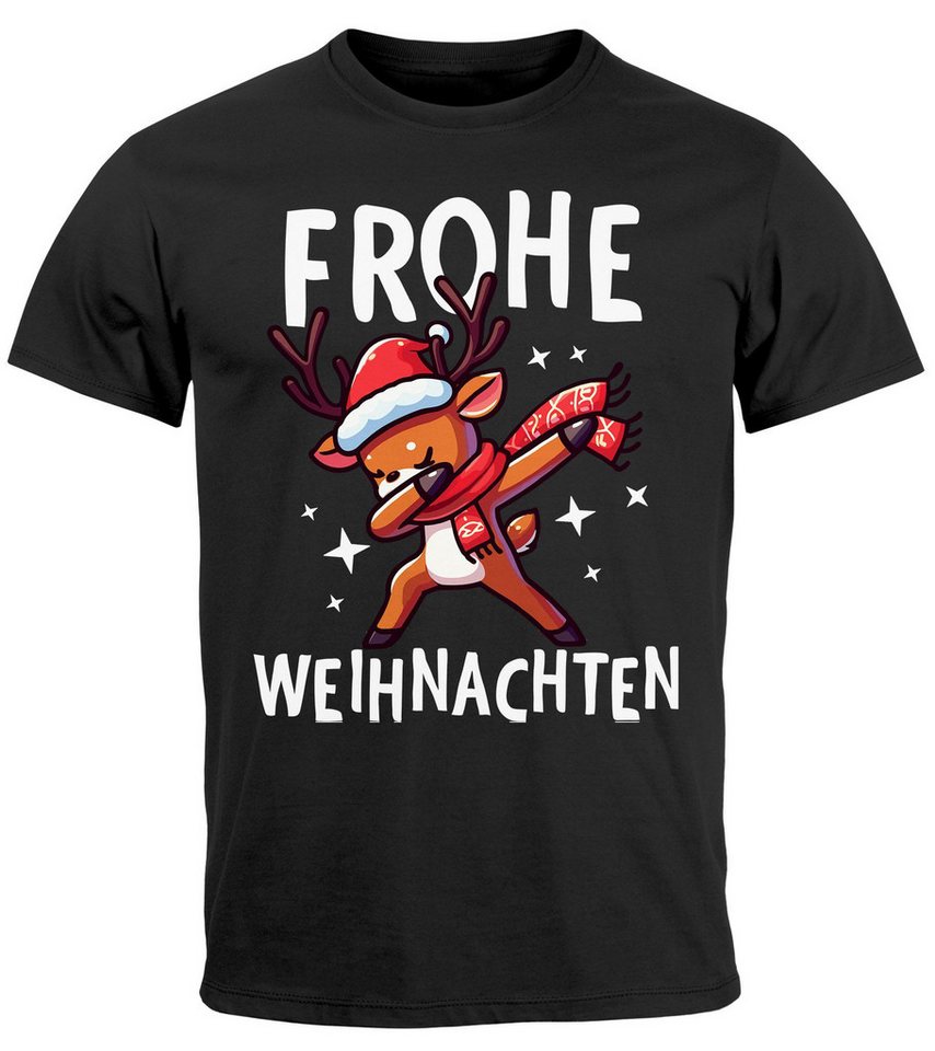 MoonWorks Print-Shirt Herren T-Shirt Frohe Weihnachten Lustig Weihnachtsshirt Dabbing mit Print von MoonWorks