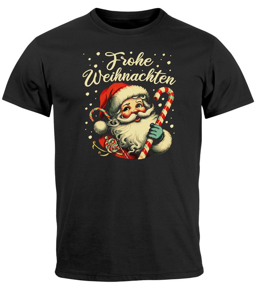 MoonWorks Print-Shirt Herren T-Shirt Frohe Weihnachten Santa Claus Aufdruck XMAS Printshirt mit Print von MoonWorks