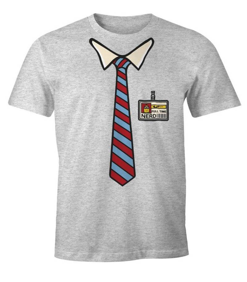 MoonWorks Print-Shirt Herren T-Shirt Full Time Nerd Geek Fun-Shirt mit Print von MoonWorks