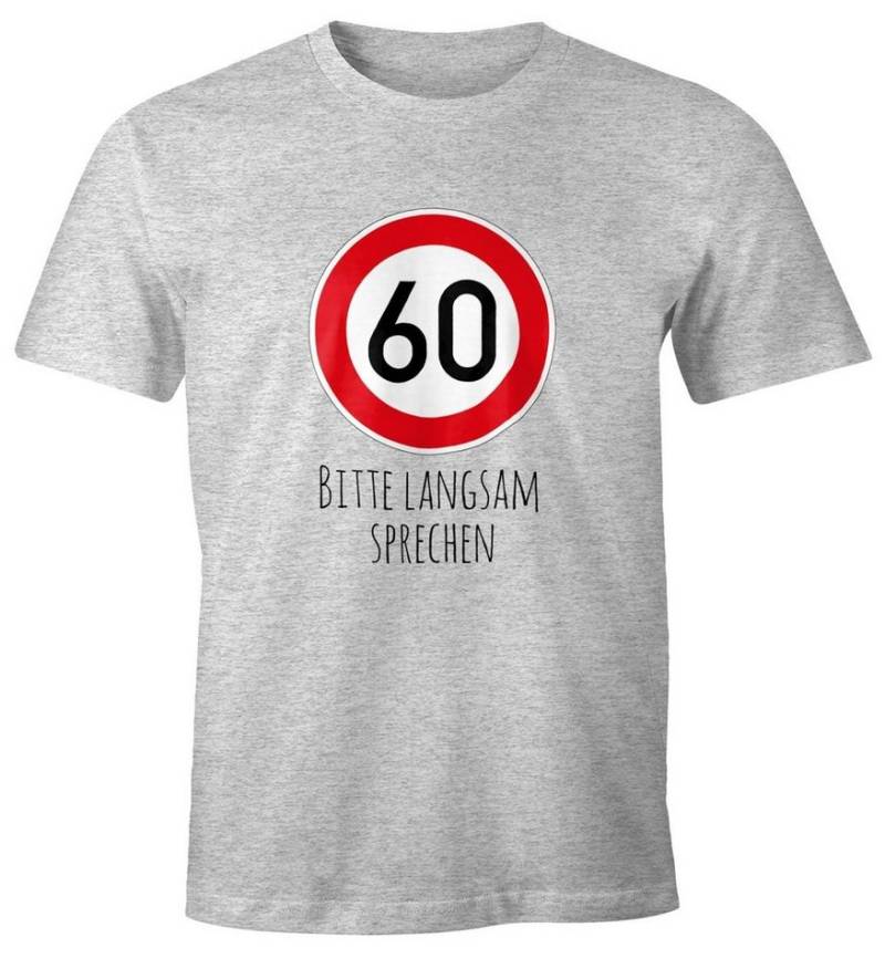 MoonWorks Print-Shirt Herren T-Shirt Geburtstag 60 Straßenschild Tempolimit Bitte langsam mit Print von MoonWorks