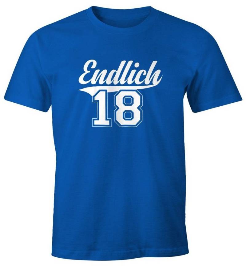 MoonWorks Print-Shirt Herren T-Shirt Geburtstag Geschenk Endlich 18 College Stil Volljährig mit Print von MoonWorks