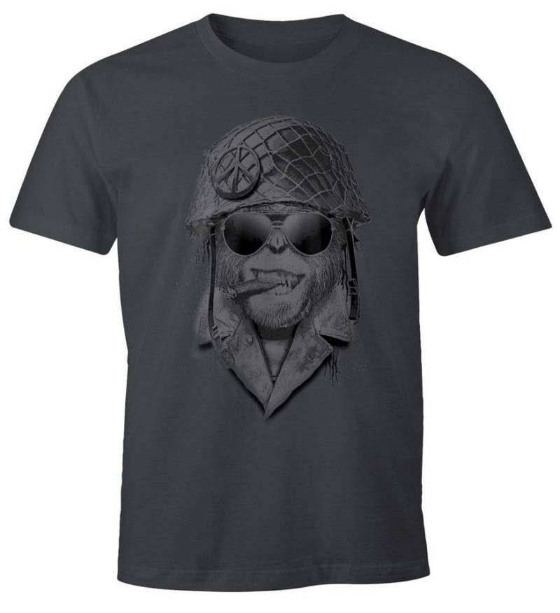 MoonWorks Print-Shirt Herren T-Shirt Gorilla Helmet Fun-Shirt mit Print von MoonWorks