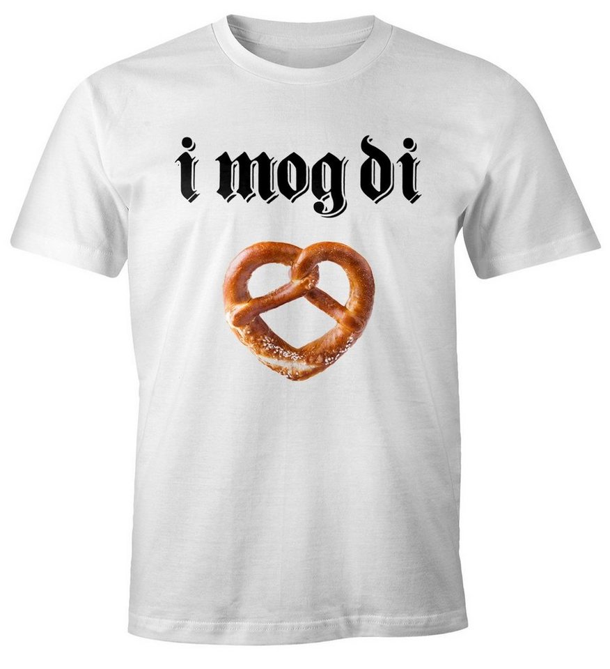 MoonWorks Print-Shirt Herren T-Shirt I mog di Herz Brezel Brezen Bayrisch Bayern Ich mag dich Fun-Shirt Moonworks® mit Print von MoonWorks