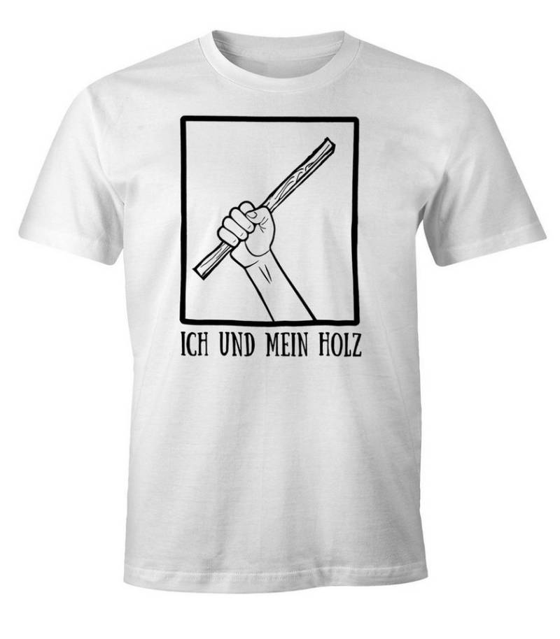MoonWorks Print-Shirt Herren T-Shirt Ich und mein Holz Fun-Shirt mit Print von MoonWorks