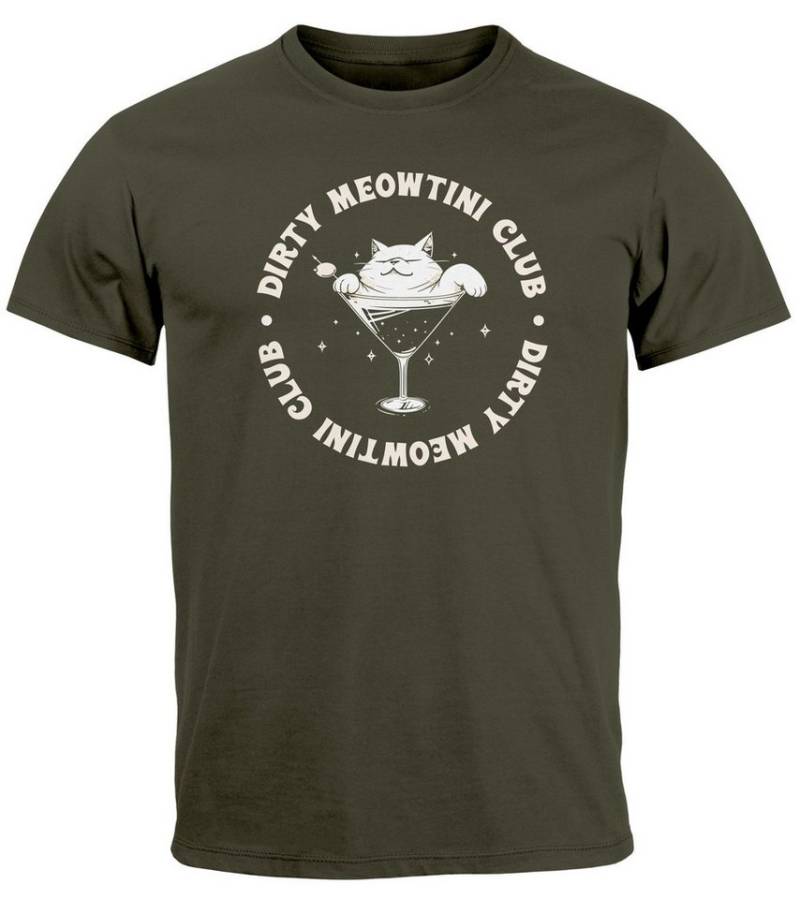 MoonWorks Print-Shirt Herren T-Shirt Katze Dirty Martini Alkohol Fun-Shirt Spruch lustig mit Print von MoonWorks