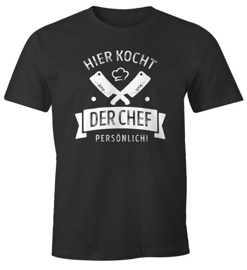 MoonWorks Print-Shirt Herren T-Shirt Koch mit Spruch lustig Hier kocht der Chef persönlich Fun-Shirt Moonworks® mit Print von MoonWorks