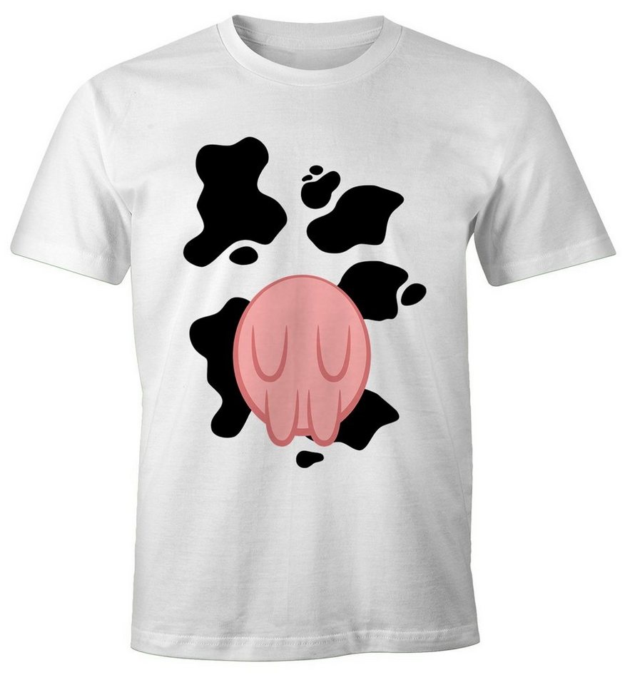MoonWorks Print-Shirt Herren T-Shirt Kuh Kostüm Verkleidung Karneval Fasching Fastnacht lustig Fun-Shirt Moonworks® mit Print von MoonWorks
