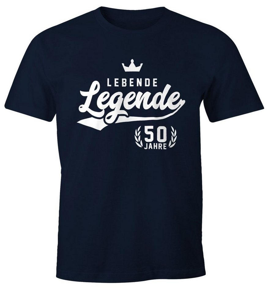 MoonWorks Print-Shirt Herren T-Shirt Lebende Legende 50. Geburtstag Athletic Krone mit Print von MoonWorks