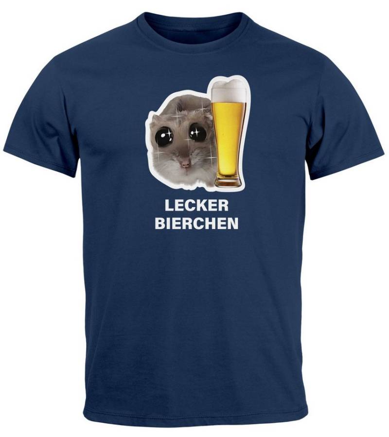 MoonWorks Print-Shirt Herren T-Shirt Lecker Bierchen Bier Alkohol Sad Hamster Meme mit Print von MoonWorks