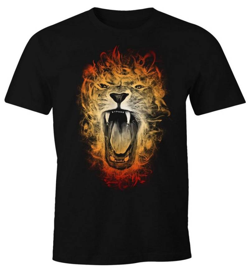 Print-Shirt Herren T-Shirt Löwe Lion Inferno Fun-Shirt Moonworks® mit Print von MoonWorks