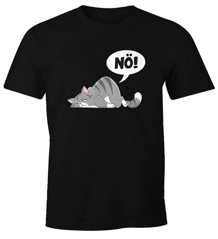 MoonWorks Print-Shirt Herren T-Shirt Nö! Nein Katze pupsen furzen kein Bock Motivation mit Print von MoonWorks