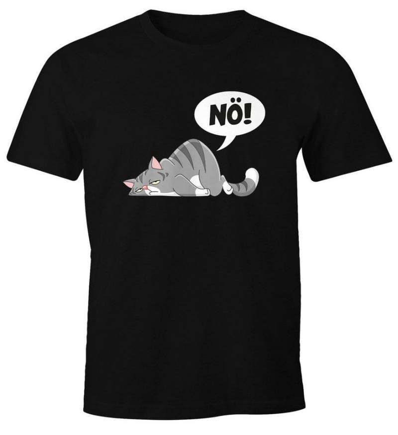MoonWorks Print-Shirt Herren T-Shirt Nö! Nein Katze pupsen furzen kein Bock Motivation mit Print von MoonWorks