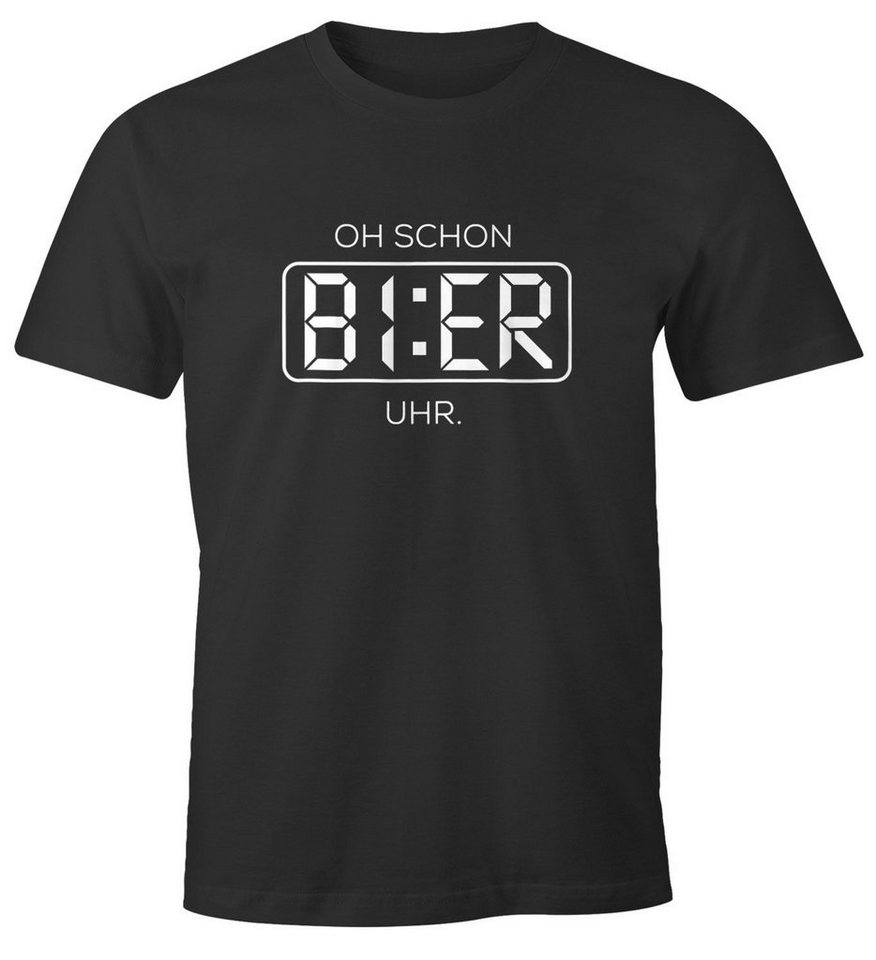 MoonWorks Print-Shirt Herren T-Shirt Oh schon Bier Uhr lustiges Trink Shirt Saufen Bier Party Moonworks® mit Print von MoonWorks