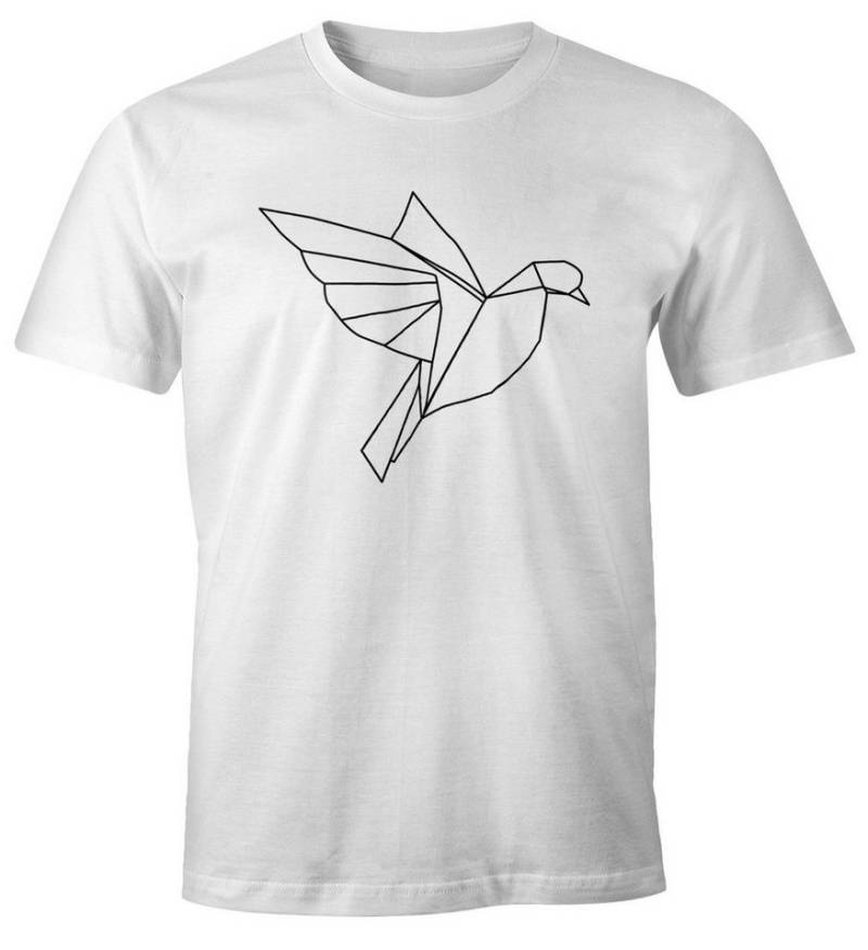 MoonWorks Print-Shirt Herren T-Shirt Polygon Origami Vogel Bird mit Print von MoonWorks