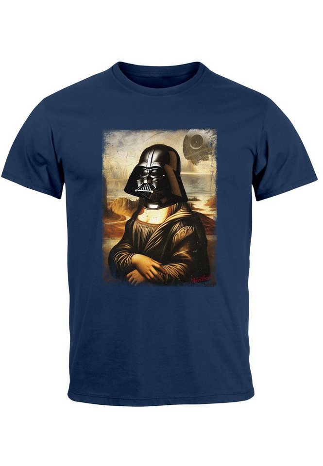 MoonWorks Print-Shirt Herren T-Shirt Print Aufdruck Mona Lisa Parodie Meme Kapuzen-Pullover mit Print von MoonWorks