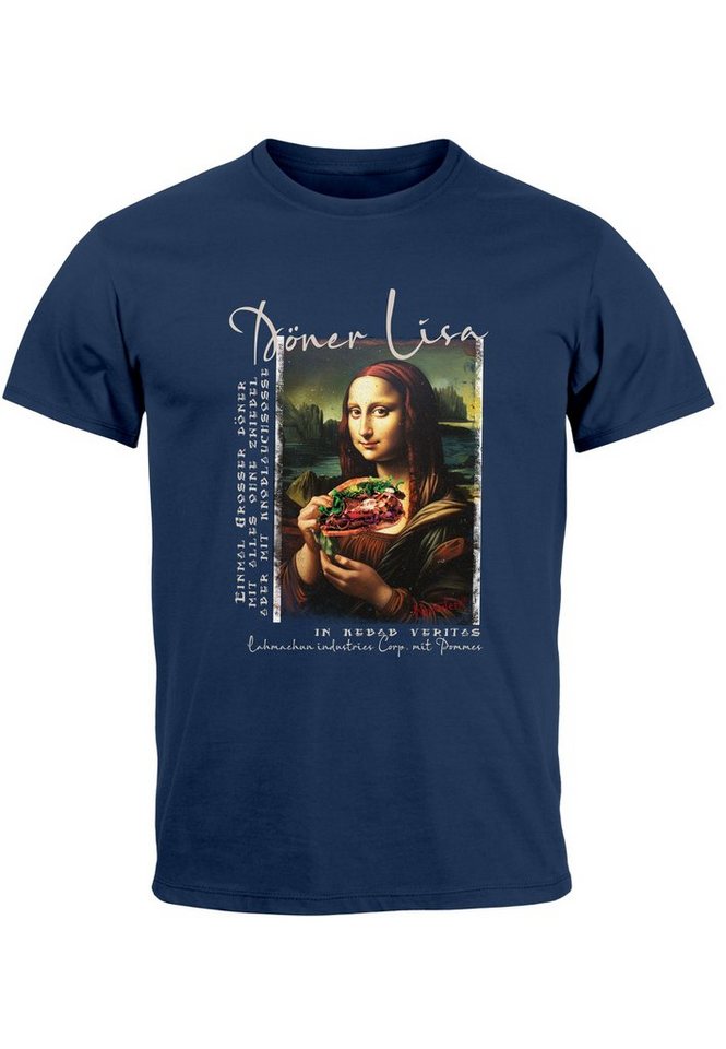 MoonWorks Print-Shirt Herren T-Shirt Print Aufdruck Mona Lisa Parodie Meme Kapuzen-Pullover mit Print von MoonWorks