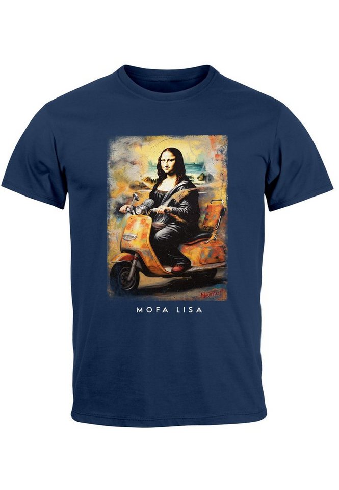 MoonWorks Print-Shirt Herren T-Shirt Print Aufdruck Mona Lisa Parodie Meme Kapuzen-Pullover mit Print von MoonWorks