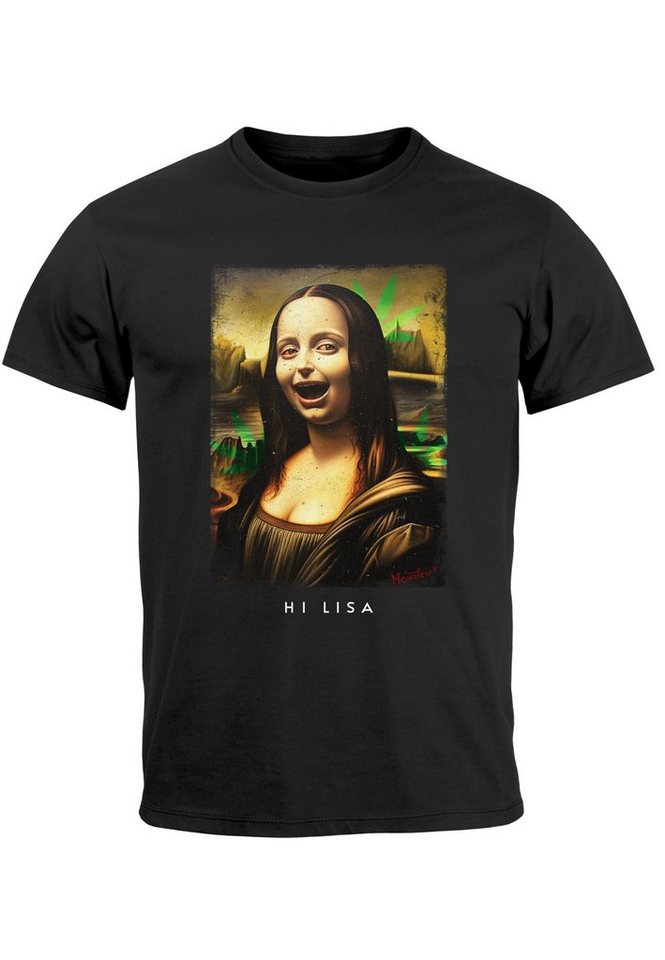 MoonWorks Print-Shirt Herren T-Shirt Print Aufdruck Mona Lisa Parodie Meme Kapuzen-Pullover mit Print von MoonWorks