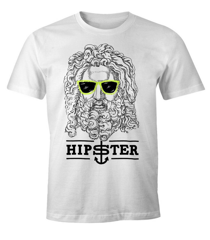 MoonWorks Print-Shirt Herren T-Shirt Sokrates Hipster Fun-Shirt mit Print von MoonWorks