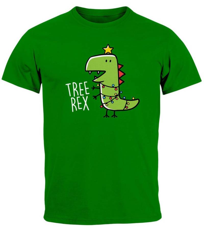 MoonWorks Print-Shirt Herren T-Shirt Tree Rex Weihnachten Spruch lustig Dino Dinosaurier mit Print von MoonWorks