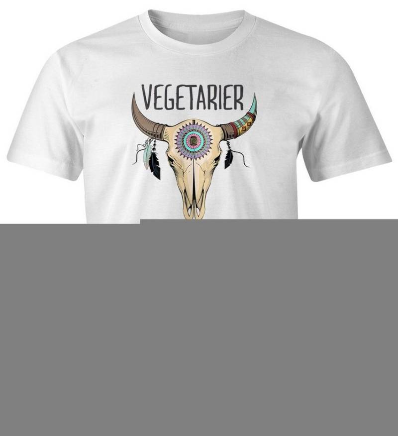 MoonWorks Print-Shirt Herren T-Shirt Vegetarier / Veganer Schlechter Jäger Spruch Skull lustig Fun-Shirt Moonworks® mit Print von MoonWorks