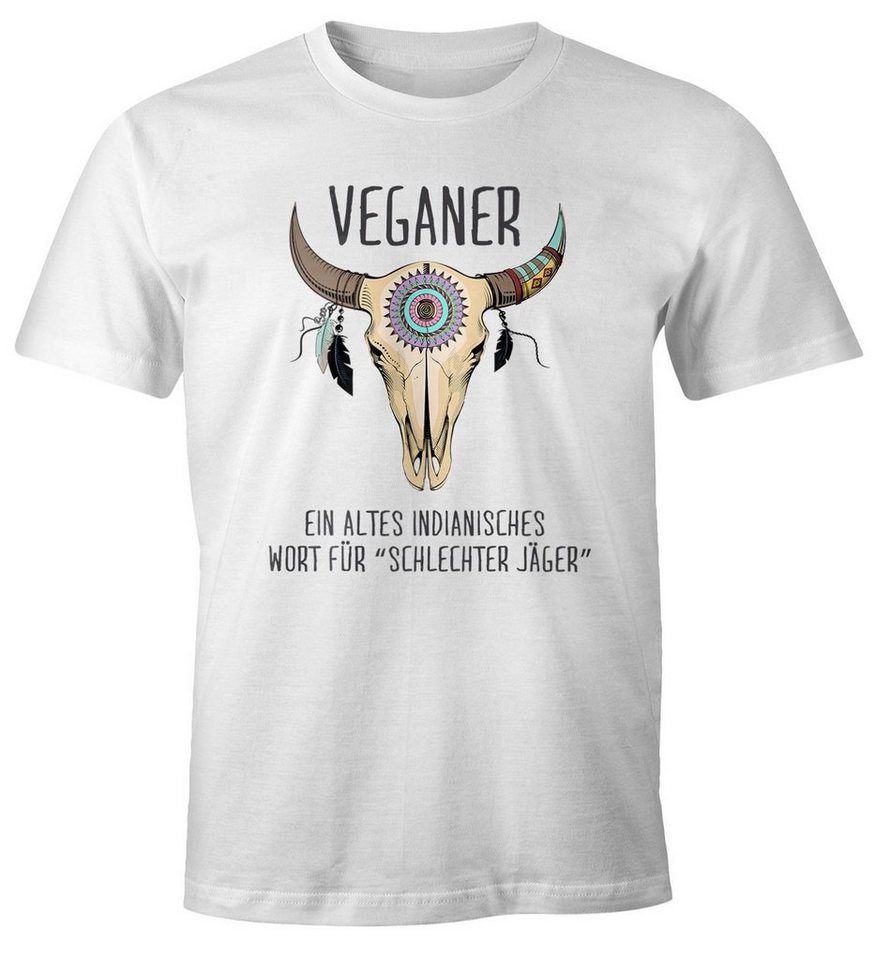 MoonWorks Print-Shirt Herren T-Shirt Vegetarier / Veganer Schlechter Jäger Spruch Skull lustig Fun-Shirt Moonworks® mit Print von MoonWorks