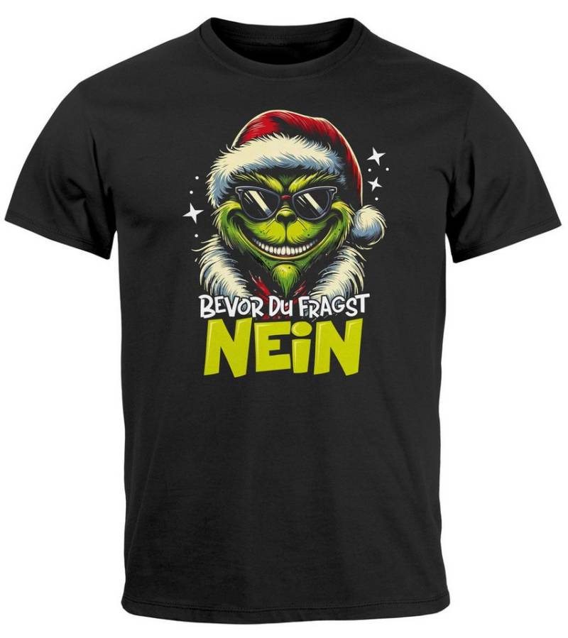 MoonWorks Print-Shirt Herren T-Shirt Weihnachten Anti Weihnachtsshirt Grinch Nein mit Print von MoonWorks