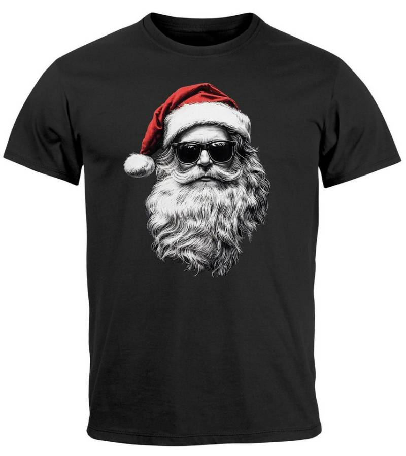 MoonWorks Print-Shirt Herren T-Shirt Weihnachten Aufdruck Cooler Santa Weihnachtsmann mit Print von MoonWorks