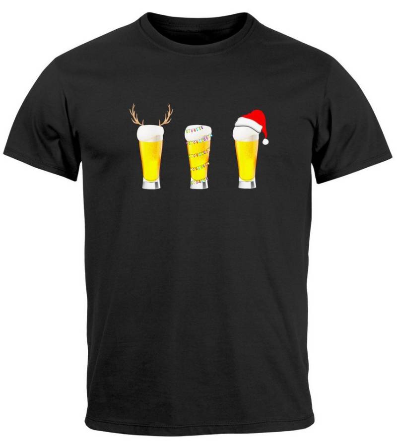MoonWorks Print-Shirt Herren T-Shirt Weihnachten Bier Lustig Fun-Shirt Alkohol Biergläser mit Print von MoonWorks