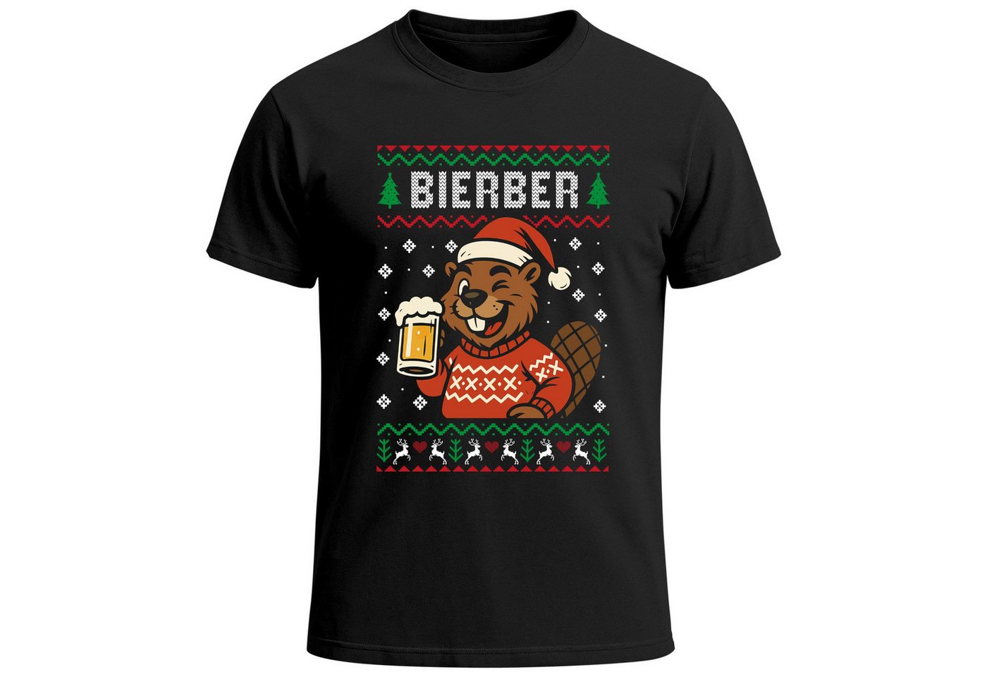 MoonWorks Print-Shirt Herren T-Shirt Weihnachten Bierber Wortspiel Spruch lustig Bier Ugly mit Print von MoonWorks