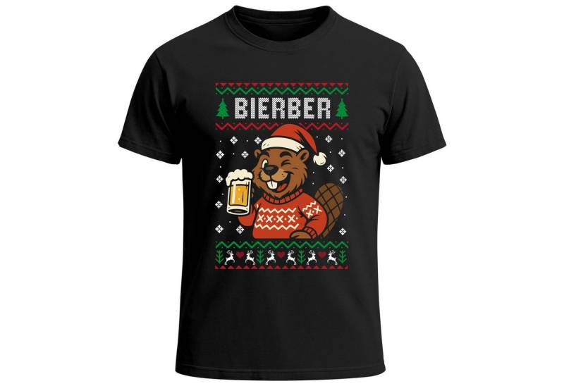 MoonWorks Print-Shirt Herren T-Shirt Weihnachten Bierber Wortspiel Spruch lustig Bier Ugly mit Print von MoonWorks